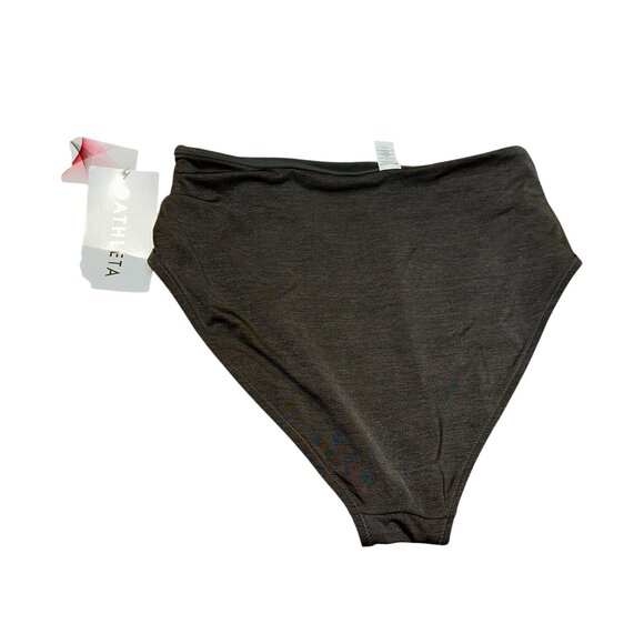 Athleta Womens High-Waisted Ruched Bikini Bottoms S Dark Gray Nylon/Spandex Swim - Picture 2 of 3